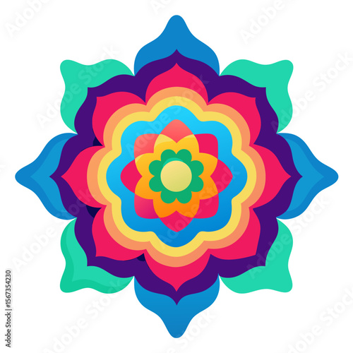Celestial mandala aglow with crystalline blue structures, suspended in a dark, star-speckled universe.