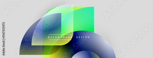 Abstract geometric shapes overlap, creating vibrant color gradients. Modern design elements suggest digital art, background texture.