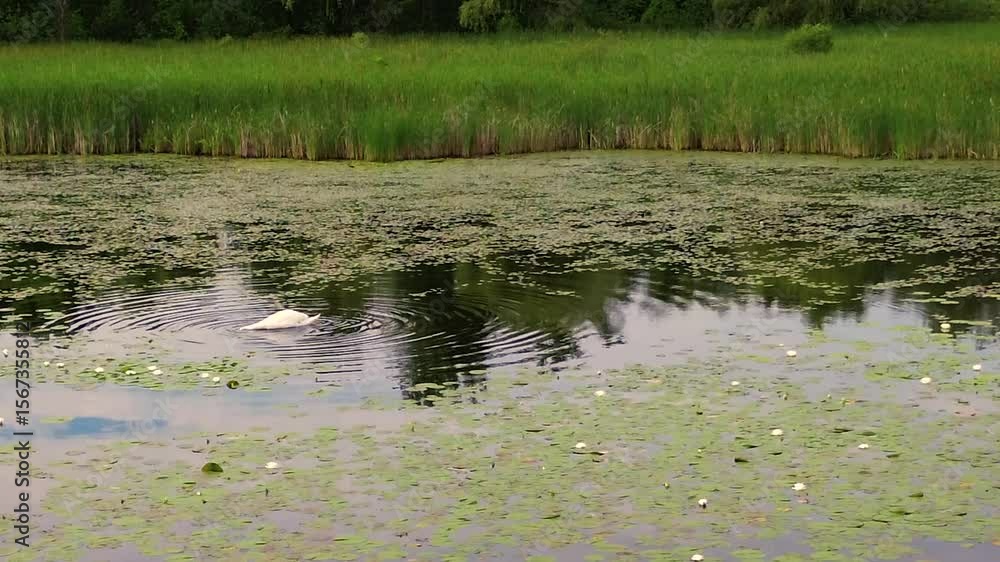 Peaceful Swan swimming Peaceful Swan swimming