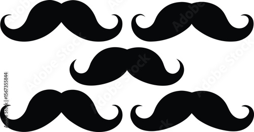 Set of mustache silhouette vector, Silhouettes of moustache vector collection
