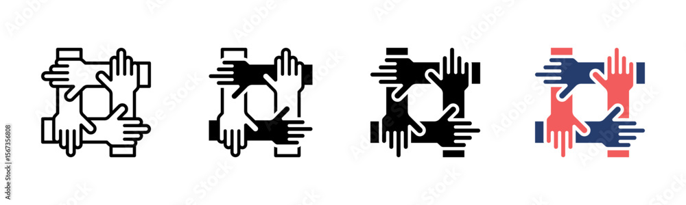 Obraz premium Teamwork icon sheet multiple style collection