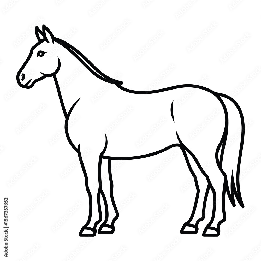 Fototapeta premium Elegant Line Art Horse Illustration Vector Graphic for Design Projects