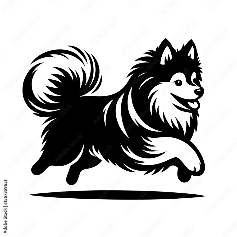 Fototapeta premium Black and white silhouette vector of a dog on white background