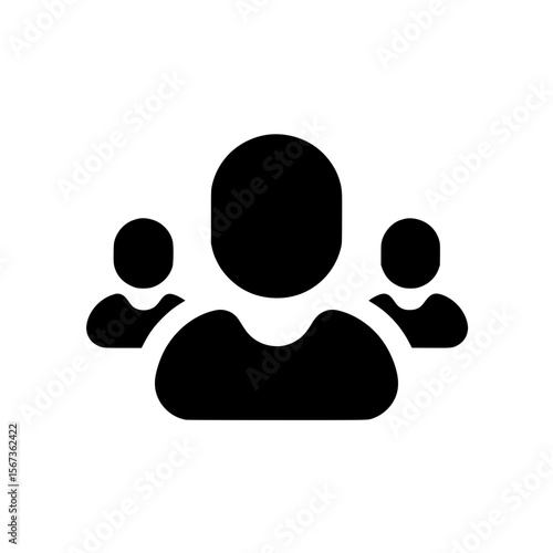 Black icon of a parent figure with two children symbolizing family, parenting, or child care.