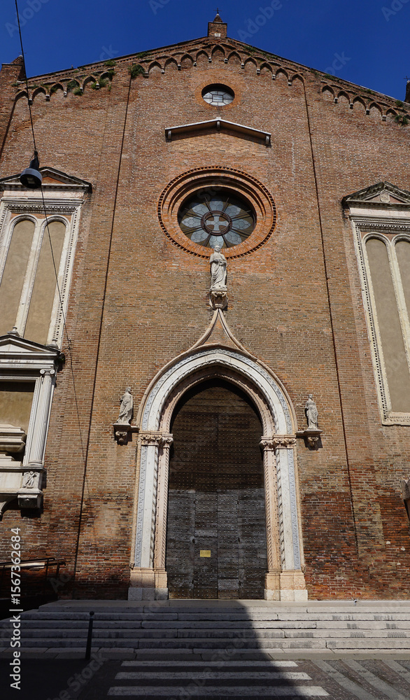 Fototapeta premium Santa Eufemia church facade in Verona, Italy