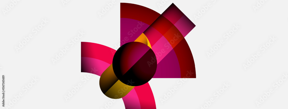 Abstract design features curved shapes, vibrant pinks, burgundy, gold. Central dark circle anchors composition. Minimalist aesthetic. Abstract design features curved shapes, vibrant pinks, burgundy, gold. Central dark circle anchors composition. Minimalist aesthetic.