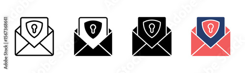 Email Security icon sheet multiple style collection