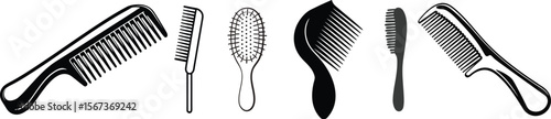 Black comb clipart silhouette, comb vector art silhouette.