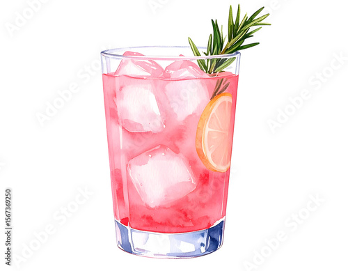 Wallpaper Mural Pink Drink Watercolor Illustration Torontodigital.ca