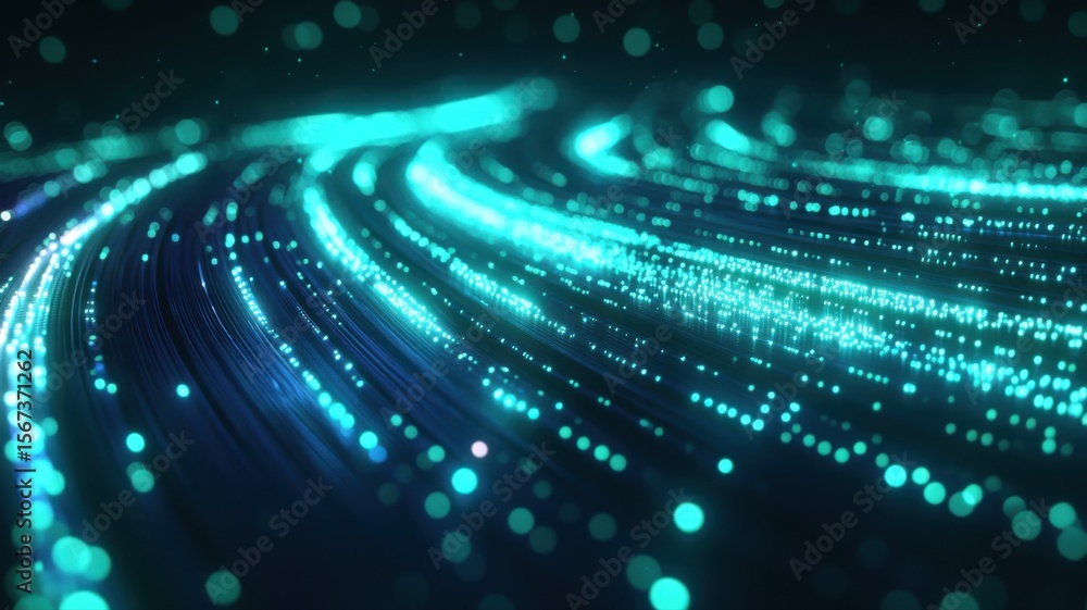 Obraz premium Abstract Digital Data Flow Background with Glowing Light Trails digital data abstract flow light ai