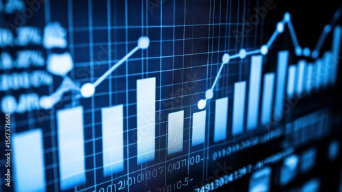Blue graph of rising columns & line on grid