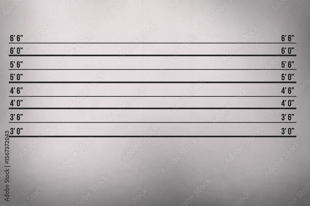 Fototapeta premium Flat design is showing height scale on light gray wall with black lines, labels, vertical seam