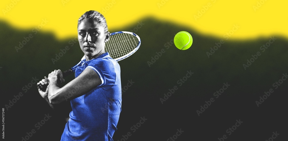 Naklejka premium Concentrated female player playing tennis