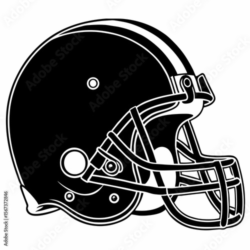 Classic black and white american football helmet silhouette