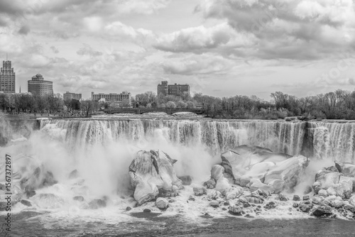 Winter Falls - Niagara - Black and White