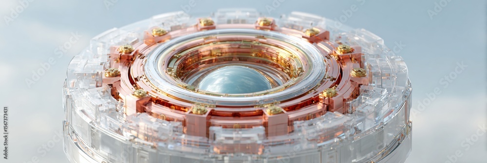 Naklejka premium Futuristic Nuclear Fusion Reactor Core for World Ufo Day 2024, Premium Modern Tech Innovation with Star Wars Day Joy for Young Professionals Marketing Campaigns
