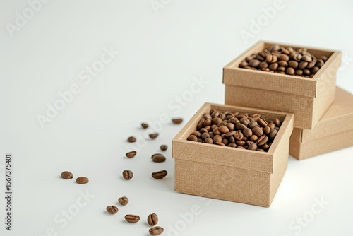 Ultra Quality Image of Two Boxes of Coffee Beans Are Next to Each Other
