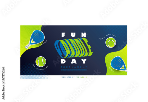 Fun paddle day tournament banner template easy editable vector illustration tennis paddle background