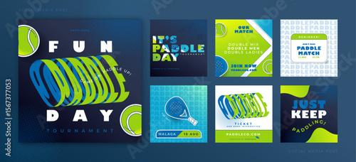 Fun paddle day tournament banner template easy editable vector illustration tennis paddle background