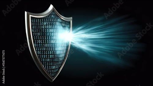 Wallpaper Mural Binary code shield with light flare Torontodigital.ca