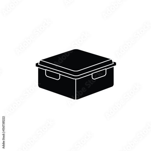 Black silhouette of a bento box icon food container