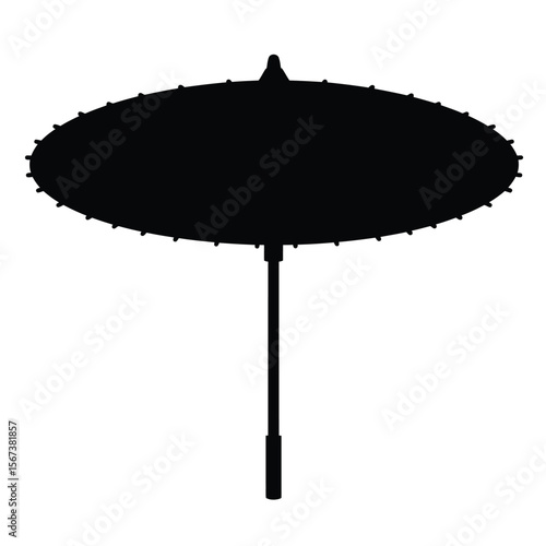 Black silhouette of a Japanese umbrella icon kabuki