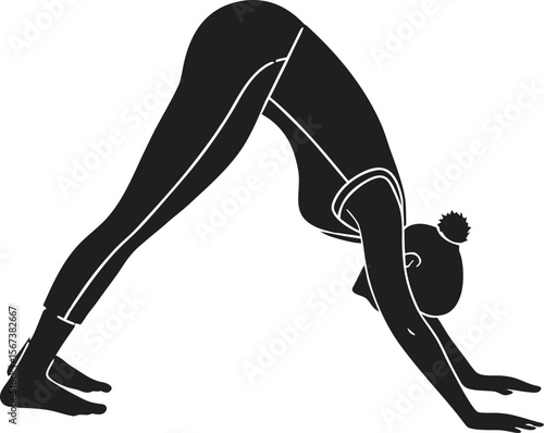 Yoga Adho Mukha Svanasana Downward Dog Pose Silhouette Vector