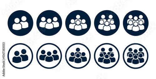 Set of people icon representing group size. Perfect can use in demographic, social media, and team concept