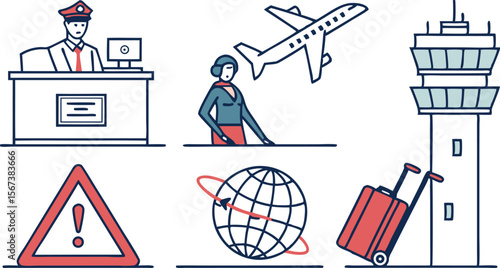 airport control travel luggage flight officer