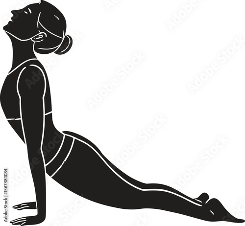 Yoga Bhujangasana Cobra Pose Silhouette Vector