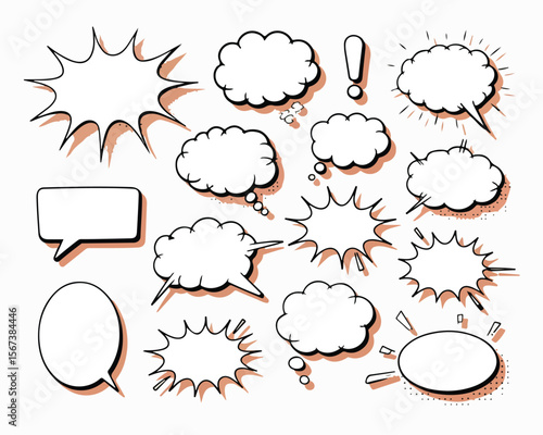 white black speech bubble, label, banner, comic burst, and sticker collection for design, pop art, web graphics, comics, and marketing. Enhance creativity and style in projects with vibrant elements
