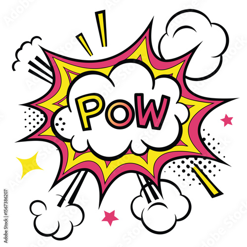 Colorful comic book speech bubble pow