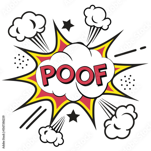 Colorful comic book style poof graphic