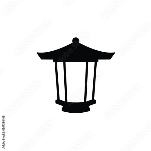 Black silhouette of a Japanese lantern asian oriental