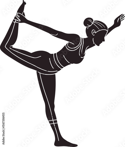 Yoga Natarajasana Dancer Pose Silhouette Vector