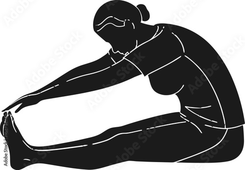 Yoga Paschimottanasana Forward Bend Pose Silhouette Vector