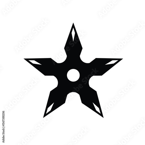Black ninja star icon on white background shuriken
