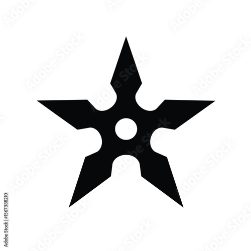 Black silhouette of a shuriken star icon ninja weapon