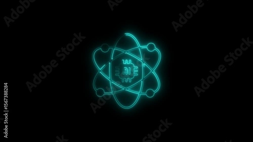 Wallpaper Mural Glowing neon artificial intelligence atom illustration against black background Torontodigital.ca