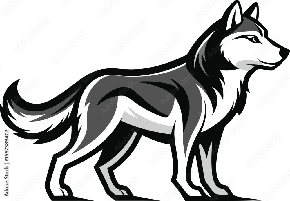 Obraz premium Majestic Siberian Husky Dog Breed Profile Illustration