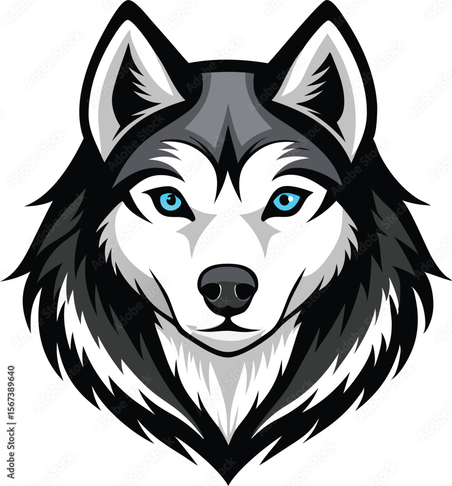 Naklejka premium Majestic Husky Dog Head Vector Illustration