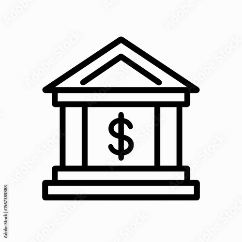Outline bank building icon representing financial institution