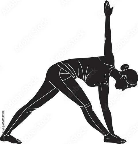 Yoga Trikonasana Triangle Pose Silhouette Vector