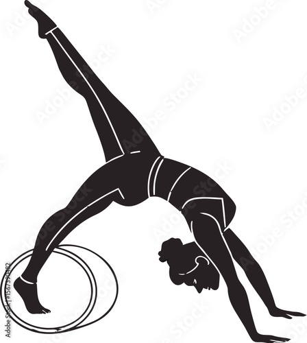 Yoga Wheel Supported Backbend Silhouette Vector