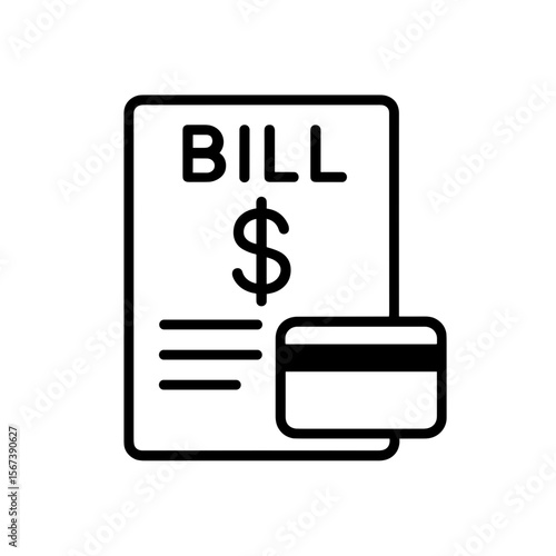 Outline bill and credit card icon representing online payment