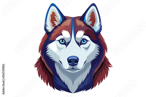 Majestic Siberian Husky Dog Head Portrait Illustration