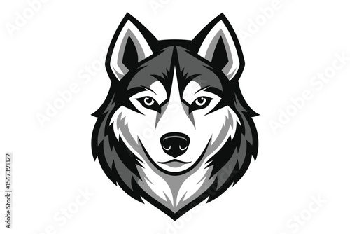 Majestic Husky Dog Head Vector Illustration