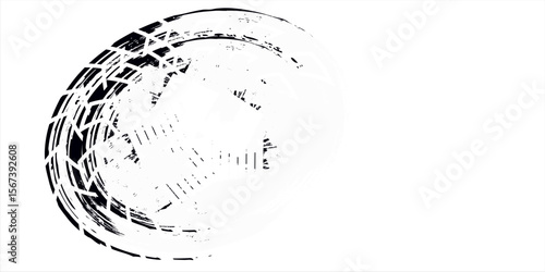 Tire tracks, motorbike wheel or car tread marks, grunge vector. Bicycle or motocross road rally tire tracks, speed motorbike racing rubber track pattern, traction tires in black.eps10