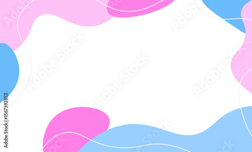 cute blue pink frame abstract organic shape illustration