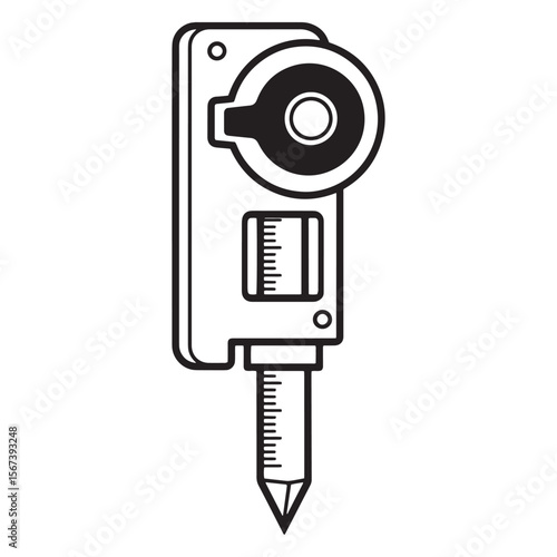 Black and white vector illustration of a soil moisture meter for agricultural applications